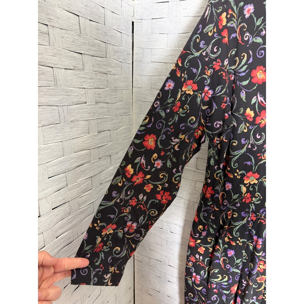 Vintage Talbots Womens Dress Floral Cotton Knit Midi Long Sleeve Pockets TradMom - Picture 3 of 13